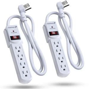 4-Outlet Surge Protector Power Strip, 3ft Wall Plug Extension Cord Mountable Power Strip ON/OFF Switch, 490 Joules, 15A / 1875W, 3 Prong Flat Plug for Home Office, ETL Listed- 2 Pack 4-Outlet Surge Protector Power Strip, 3ft Wall Plug Extension Cord Mountable Power Strip ON/OFF Switch, 490 Joules, 15A / 1875W, 3 Prong Flat Plug for Home Office, ETL Listed- 2 Pack