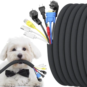 Cord Protectors from Pets No Chew, 10ft Wire Protector Cord Covers for Pets, Flexible Cable Sleeve Cord Management for TV/Computer/Electric Wires/Phone Charging Cables (Black, 1") Cord Protectors from Pets No Chew, 10ft Wire Protector Cord Covers for Pets, Flexible Cable Sleeve Cord Management for TV/Computer/Electric Wires/Phone Charging Cables (Black, 1")