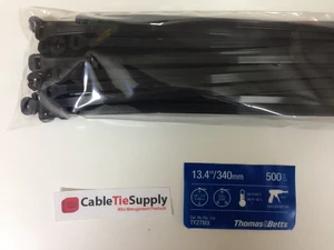 Ty-Rap Black Cable Tie 13.4 Inch, 120 lb, 50 Pack High-Performance, Nylon 6.6 Material, Stainless Steel Barb, UV Resistant, L13.4 X W0.27 Inches, TY527MX Ty-Rap Black Cable Tie 13.4 Inch, 120 lb, 50 Pack High-Performance, Nylon 6.6 Material, Stainless Steel Barb, UV Resistant, L13.4 X W0.27 Inches, TY527MX