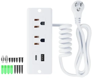 Drawer Outlet Kit, Recessed Furniture Power Strip, PD 20W Fast Charging Horizontal Outlet, Clutter-Free Drawer Socket with 2 USB(A & C) and 2 12 Amp AC Ports, 7.2 FT Power Cord, Spring Cable Drawer Outlet Kit, Recessed Furniture Power Strip, PD 20W Fast Charging Horizontal Outlet, Clutter-Free Drawer Socket with 2 USB(A & C) and 2 12 Amp AC Ports, 7.2 FT Power Cord, Spring Cable