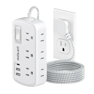 Small Power Strip 5 FT - Flat Plug Outlet Extender, 9-in-1 Surge Protector with 6 AC Outlets 3 USB (USB-C), 5ft Braided Extension Cord, Wall Mountable for Home Office Living Room TV Stand Bedside Desk Small Power Strip 5 FT - Flat Plug Outlet Extender, 9-in-1 Surge Protector with 6 AC Outlets 3 USB (USB-C), 5ft Braided Extension Cord, Wall Mountable for Home Office Living Room TV Stand Bedside Desk