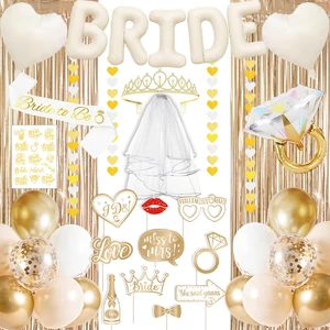 60PCS Bride To Be Decorations, Champagne Gold Bachelorette Party Decorations Include Bride To Be Sash Veil Crown Tattoo Stickers Photo Props Fringe Curtain for Wedding Bridal Shower Decorations 60PCS Bride To Be Decorations, Champagne Gold Bachelorette Party Decorations Include Bride To Be Sash Veil Crown Tattoo Stickers Photo Props Fringe Curtain for Wedding Bridal Shower Decorations