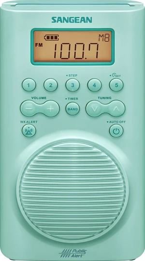 H205TQ Portable AM/FM/Weather Alert Digital Tuning Waterproof Shower Radio, Turquoise