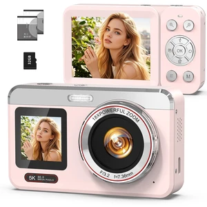 Digital Camera, 5K 80MP Dual Screen, Auto Focus for Beginners Teens Point and Shoot Camera with 18X Zoom, 32GB Card & 2 Batteries, Great Travel Vlogging Camera for YouTube, Pink Digital Camera, 5K 80MP Dual Screen, Auto Focus for Beginners Teens Point and Shoot Camera with 18X Zoom, 32GB Card & 2 Batteries, Great Travel Vlogging Camera for YouTube, Pink