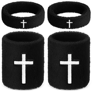 Cross Bicep & Wrist Bands Absorbent Sweatband Set Christian, Breathable Soft Cotton, Wristbands Armbands for Football Baseball Players Sports Accessories, Men and Women Cross Bicep & Wrist Bands Absorbent Sweatband Set Christian, Breathable Soft Cotton, Wristbands Armbands for Football Baseball Players Sports Accessories, Men and Women