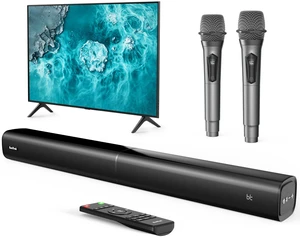 Suntrok Soundbar for TV, 2.0CH Home Theater Bluetooth 5.3 Center-Channel Speaker with 2 Wireless Karaoke Mics, Surround Sound System with HDMI ARC/Optical/AUX/USB, for Movie/Music/News Family Party Suntrok Soundbar for TV, 2.0CH Home Theater Bluetooth 5.3 Center-Channel Speaker with 2 Wireless Karaoke Mics, Surround Sound System with HDMI ARC/Optical/AUX/USB, for Movie/Music/News Family Party