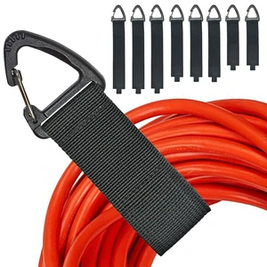 Extension Cord Storage, Electrical Cord Organizer, Cable Clip 8PCS Assorted Sizes, Heavy Duty Ties, Cord Straps with Carabiner, Indoor and Outdoor, For Garage, House, Yard, Storage, Workshop Extension Cord Storage, Electrical Cord Organizer, Cable Clip 8PCS Assorted Sizes, Heavy Duty Ties, Cord Straps with Carabiner, Indoor and Outdoor, For Garage, House, Yard, Storage, Workshop