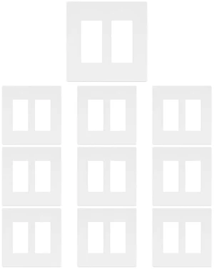 10 Pack 2-Gang Wall Plate Cover, Dual Gang Rectangular Frame for Switches, Outlets or Low Voltage Inserts, White 10 Pack 2-Gang Wall Plate Cover, Dual Gang Rectangular Frame for Switches, Outlets or Low Voltage Inserts, White