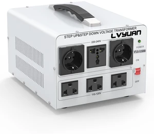 5000W Step Up & Down Voltage Transformer 110/120V to 220/240V 6 multi-socket(3US+2EU+1Universal), resettable MCB breaker, 8-fold safety shield, pure copper toroidal coil,CE&FCC certified 5000W Step Up & Down Voltage Transformer 110/120V to 220/240V 6 multi-socket(3US+2EU+1Universal), resettable MCB breaker, 8-fold safety shield, pure copper toroidal coil,CE&FCC certified