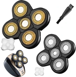 Universal 2 PCS 5 Blades Head Shaver Replacement Heads for Mainstream Shaver Brands, Eelectric Shaver Replacement Replacement Blades (5D Black + Gold) Universal 2 PCS 5 Blades Head Shaver Replacement Heads for Mainstream Shaver Brands, Eelectric Shaver Replacement Replacement Blades (5D Black + Gold)