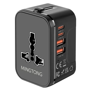 Universal Travel Adapter Fast Charge International Power Plug Adapter 4 USB 2 USB-C & 2 USB-A Quick charging, All-in-One Worldwide Adaptor Converter, GaN Smart Wall Charger, for US EU UK AUS Asia Universal Travel Adapter Fast Charge International Power Plug Adapter 4 USB 2 USB-C & 2 USB-A Quick charging, All-in-One Worldwide Adaptor Converter, GaN Smart Wall Charger, for US EU UK AUS Asia