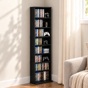 9-Shelf Tall Narrow CD Rack, DVD Storage Cabinets with Adjustable Shelves, Easy Assembly DVD Shelf, Media Shelf for CD Blueray Game Disc, for Home Office, Living Room, Americano 9-Shelf Tall Narrow CD Rack, DVD Storage Cabinets with Adjustable Shelves, Easy Assembly DVD Shelf, Media Shelf for CD Blueray Game Disc, for Home Office, Living Room, Americano