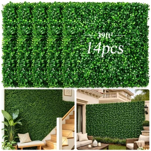 20" X 20" Artificial Grass Wall Panels 14Pcs Greenery Backdrop UV-Protected Faux Boxwood Panels 39 ft² Fake Green Wall Privacy Screen for Outdoor Indoor Decor Party Wedding Garden Fence Decorations 20" X 20" Artificial Grass Wall Panels 14Pcs Greenery Backdrop UV-Protected Faux Boxwood Panels 39 ft² Fake Green Wall Privacy Screen for Outdoor Indoor Decor Party Wedding Garden Fence Decorations