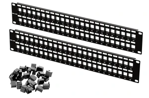 Blank Keystone Patch Panel 48 Port, Network Patch Panel 2U, 2-Pack Ethernet Patch Panel, 19" for Cable Management, RJ45 Keystone Jacks, Dust-Proof Design Blank Keystone Patch Panel 48 Port, Network Patch Panel 2U, 2-Pack Ethernet Patch Panel, 19" for Cable Management, RJ45 Keystone Jacks, Dust-Proof Design