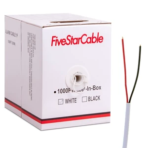 22-2 1000 Ft. Alarm Wire 22AWG 2 Conductors 22/2 22-2 Security Cable Alarm Bulk Cable for Efficient Power and Signal Transmission White 22-2 1000 Ft. Alarm Wire 22AWG 2 Conductors 22/2 22-2 Security Cable Alarm Bulk Cable for Efficient Power and Signal Transmission White