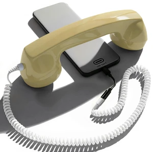 60s Micro Retro Phone Handset for Smartphones, Cream Turns your cell into a corded receiver. Office desk accessory, plug in and talk, no battery or pairing 60s Micro Retro Phone Handset for Smartphones, Cream Turns your cell into a corded receiver. Office desk accessory, plug in and talk, no battery or pairing