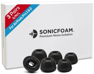 SFAir-1-2 Pro S/M/L - Memory Foam Earbud Tips - 3 Pairs - Black Fits Airpods Pro 1 & 2, One Pair Lasts up to 4 weeks, Fits in Charging Case SFAir-1-2 Pro S/M/L - Memory Foam Earbud Tips - 3 Pairs - Black Fits Airpods Pro 1 & 2, One Pair Lasts up to 4 weeks, Fits in Charging Case