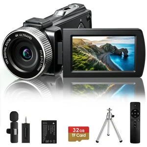 4K Ultra HD Camcorder, Video Camera with Auto/Manual/Fixed Focus, Wireless Lavalier Microphone, Tripod & Remote Control, 3 Inch Touchscreen Vlog Camera for YouTube, Travel & Family Recording 4K Ultra HD Camcorder, Video Camera with Auto/Manual/Fixed Focus, Wireless Lavalier Microphone, Tripod & Remote Control, 3 Inch Touchscreen Vlog Camera for YouTube, Travel & Family Recording