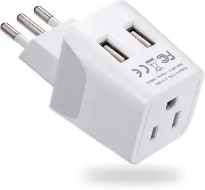 Italy, Chile, Uruguay Travel Adapter Plug with Dual USB - USA Input - Type L - Ultra Compact - Perfect for Cell Phones, Laptop, Camera Chargers, iWatch, iPad, iPhone and More (CTU-12A) Italy, Chile, Uruguay Travel Adapter Plug with Dual USB - USA Input - Type L - Ultra Compact - Perfect for Cell Phones, Laptop, Camera Chargers, iWatch, iPad, iPhone and More (CTU-12A)