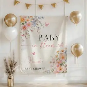 Baby in Bloom Shower Backdrop, Personalized Floral Baby Shower Banner, Custom Name Baby Shower Sign, Spring Garden Theme Party Decor, Photo Booth Prop Baby in Bloom Shower Backdrop, Personalized Floral Baby Shower Banner, Custom Name Baby Shower Sign, Spring Garden Theme Party Decor, Photo Booth Prop