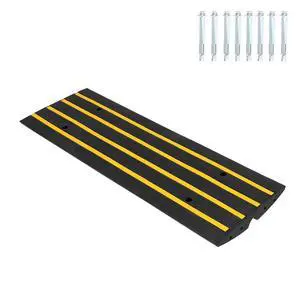 1 Pack 2.4" Rubber Curb Ramps 50 Ton Heavy Duty Driveway Transition Ramp | with Cable Channel for Garage Street Storefront 1 Pack 2.4" Rubber Curb Ramps 50 Ton Heavy Duty Driveway Transition Ramp | with Cable Channel for Garage Street Storefront