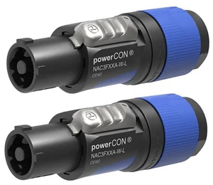 2 NEUTRIK NAC3FXXA-W-L 20A POWERCON Power in Locking Cable Mount, Blue | Direct replacement for discontinued NAC3FCA with secure locking 20A Power In cable connections 2 NEUTRIK NAC3FXXA-W-L 20A POWERCON Power in Locking Cable Mount, Blue | Direct replacement for discontinued NAC3FCA with secure locking 20A Power In cable connections