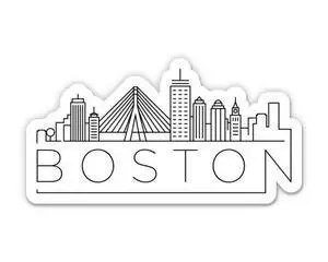 Boston Massachusetts - Vinyl Sticker - Large Size, 11 in Boston Massachusetts - Vinyl Sticker - Large Size, 11 in