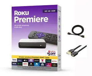 3920RW-SW Premiere - 4K/HDR Streaming Media Player, Enabled with Premium High Speed HDMI Cable & Simple Remote, Wi-Fi, with MTC USB Extension Cord and HDMI Cable 3920RW-SW Premiere - 4K/HDR Streaming Media Player, Enabled with Premium High Speed HDMI Cable & Simple Remote, Wi-Fi, with MTC USB Extension Cord and HDMI Cable