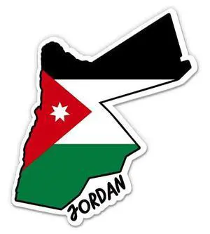 Jordan Map with Flag - Vinyl Sticker - Large Size - 12 in Jordan Map with Flag - Vinyl Sticker - Large Size - 12 in