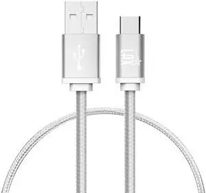 Gadgets 6ft Silver USB C to USB A Nylon Braided Charging & Data Transfer Cable Compatible with Samsung Gay, Apple MacBook & More Gadgets 6ft Silver USB C to USB A Nylon Braided Charging & Data Transfer Cable Compatible with Samsung Gay, Apple MacBook & More
