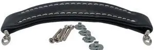 Black Leather Style Amp Handle (Black w/White Stiching + Hardware) RH-0586-BW Black Leather Style Amp Handle (Black w/White Stiching + Hardware) RH-0586-BW