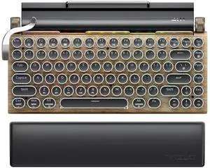 Typewriter Keyboard Wireless Retro Style, Vintage Classical Mechanical Keyboard with Bluetooth for IPAD PC/Laptop Mac/Phone (Wood+Wrist) Typewriter Keyboard Wireless Retro Style, Vintage Classical Mechanical Keyboard with Bluetooth for IPAD PC/Laptop Mac/Phone (Wood+Wrist)