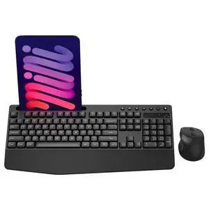 Wireless Keyboard and Mouse Combo with Wrist Rest, Phone Holder, Silent Wireless Keyboard and Mouse Combo with Wrist Rest, Phone Holder, Silent