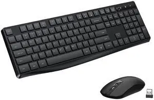 Wireless Keyboard and Mouse Combo for Office, Full-Size Low-Profile Keyboard with 2.4GHz USB Receiver for PC Wireless Keyboard and Mouse Combo for Office, Full-Size Low-Profile Keyboard with 2.4GHz USB Receiver for PC