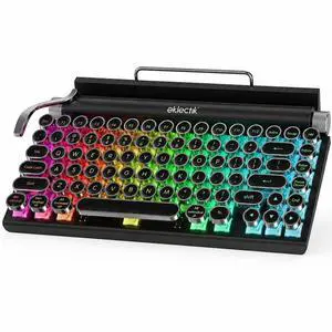 Retro Typewriter, Wireless Mechanical Keyboard with Blue Switches & Backlit Retro Typewriter, Wireless Mechanical Keyboard with Blue Switches & Backlit