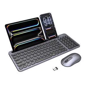 Bluetooth+2.4G USB Wireless Keyboard and Mouse Combo with Tablet Holder for Tablet Quiet Compatible with PC Desktop Mac Laptop Gray (Grey) Bluetooth+2.4G USB Wireless Keyboard and Mouse Combo with Tablet Holder for Tablet Quiet Compatible with PC Desktop Mac Laptop Gray (Grey)