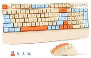 Retro Bluetooth Keyboard Mouse Combo, Cute Ergonomic Set Retro Bluetooth Keyboard Mouse Combo, Cute Ergonomic Set