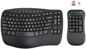 Wave Ergonomic Split Keyboard with Numeric Keypad, Black Wave Ergonomic Split Keyboard with Numeric Keypad, Black