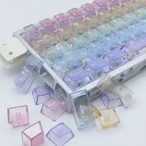 115 Keys Rainbow Keycaps, PC Translucnt Backlit Custom Keycap Set for Cherry Profile, Cute Frosted Clear Key Caps for MX Switches Mechanical Gaming Keyboard 115 Keys Rainbow Keycaps, PC Translucnt Backlit Custom Keycap Set for Cherry Profile, Cute Frosted Clear Key Caps for MX Switches Mechanical Gaming Keyboard