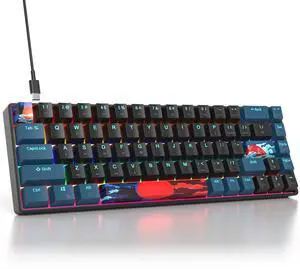 65% Mechanical Gaming Keyboard with Linear Red Switch, Wired Mini Compact Keyboard 60 Percent Backlit for Laptop Desktop PC Gamers68 Monster B-Rainbow 65% Mechanical Gaming Keyboard with Linear Red Switch, Wired Mini Compact Keyboard 60 Percent Backlit for Laptop Desktop PC Gamers68 Monster B-Rainbow