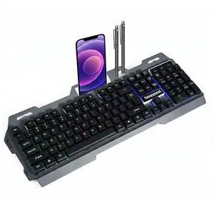 Wired RGB Gaming Keyboard, 2.4G Rechargeable Mechanical Feel Keyboard with Rainbow Backlight, Ergonomic PC Keyboard, Compatible with Windows, Mac, Laptop, Desktop, Computer (Black) Wired RGB Gaming Keyboard, 2.4G Rechargeable Mechanical Feel Keyboard with Rainbow Backlight, Ergonomic PC Keyboard, Compatible with Windows, Mac, Laptop, Desktop, Computer (Black)