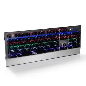 ENHANCE LED Mechanical Gaming Keyboard - Red Switches 104 Backlit Keys Pro Series FPS/MOBA Brushed Aluminum Metal - Anti Ghosting, N-Key Rollover, 10 Lighting Modes - Scoria Tournament Keyboard ENHANCE LED Mechanical Gaming Keyboard - Red Switches 104 Backlit Keys Pro Series FPS/MOBA Brushed Aluminum Metal - Anti Ghosting, N-Key Rollover, 10 Lighting Modes - Scoria Tournament Keyboard