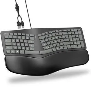USB-A Type-C Ergonomic Keyboard Split with Cushioned Wrist Rest USB-A Type-C Ergonomic Keyboard Split with Cushioned Wrist Rest