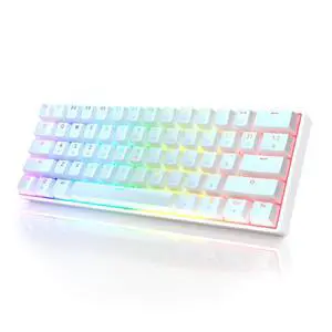 Gaming GK61 Mechanical Gaming Keyboard 60 Percent | 61 RGB Rainbow LED Backlit Programmable Keys | USB Wired | for Mac and Windows PC | Hotswap Gateron Optical Red Switches | White Gaming GK61 Mechanical Gaming Keyboard 60 Percent | 61 RGB Rainbow LED Backlit Programmable Keys | USB Wired | for Mac and Windows PC | Hotswap Gateron Optical Red Switches | White