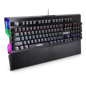 Pathogen Gaming Keyboard - Blue Switch Mechanical Keyboard with Fast 0.2ms Polling, Water & Dust Resistant, NKRO & Anti-Ghosting, Removable Wrist Rest, Ergonomic Keyboard Rainbow LED 9 Effects Pathogen Gaming Keyboard - Blue Switch Mechanical Keyboard with Fast 0.2ms Polling, Water & Dust Resistant, NKRO & Anti-Ghosting, Removable Wrist Rest, Ergonomic Keyboard Rainbow LED 9 Effects