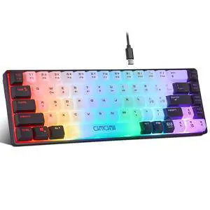 Mini RGB 60% Gaming Keyboard, 68 Keys Small Compact Mini RGB 60% Gaming Keyboard, 68 Keys Small Compact
