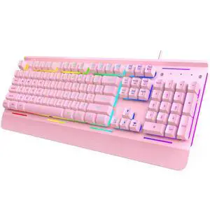 Wired Gaming Keyboard, RGB Backlit Keyboard with Metal Panel Design Wired Gaming Keyboard, RGB Backlit Keyboard with Metal Panel Design