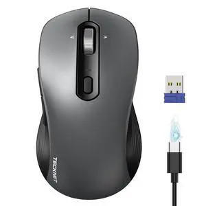 Rechargeable Wireless Bluetooth Mouse with 4-Way Wheel, 3-Device Rechargeable Wireless Bluetooth Mouse with 4-Way Wheel, 3-Device