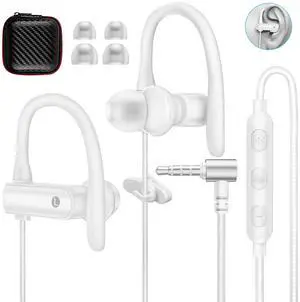 3.5mm Headphones Sport Wired Earbuds with Mic Fit Travel, White 3.5mm Headphones Sport Wired Earbuds with Mic Fit Travel, White