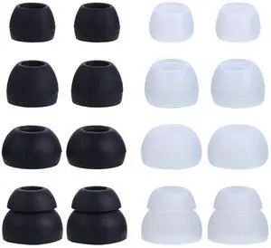 16 Pcs Earbud Tips Silicone Replacement, Noise Isolating Ear Bud Covers, Soft Anti-Slip Eartips, Multi Size S/M/L, Black & Clear 16 Pcs Earbud Tips Silicone Replacement, Noise Isolating Ear Bud Covers, Soft Anti-Slip Eartips, Multi Size S/M/L, Black & Clear